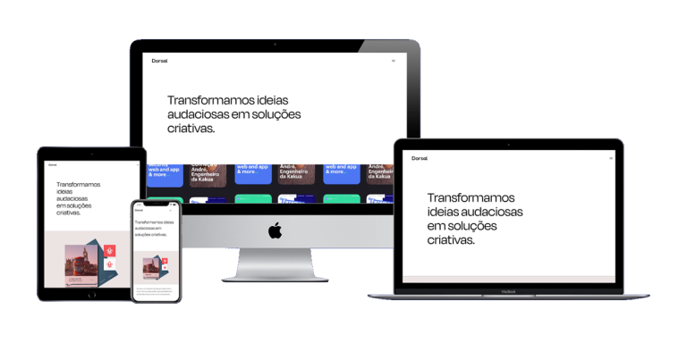Captura do site do Estúdio Dorsal, destacando um design moderno e inovador, com foco na experiência visual.