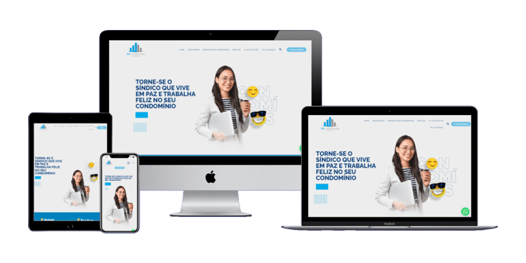 Print do novo site da AC Condominial, com layout moderno e navegação intuitiva.