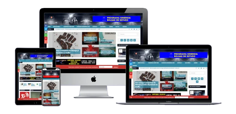 Página inicial do site do SINERGIA Bahia, com layout moderno, menu intuitivo e destaque para notícias.