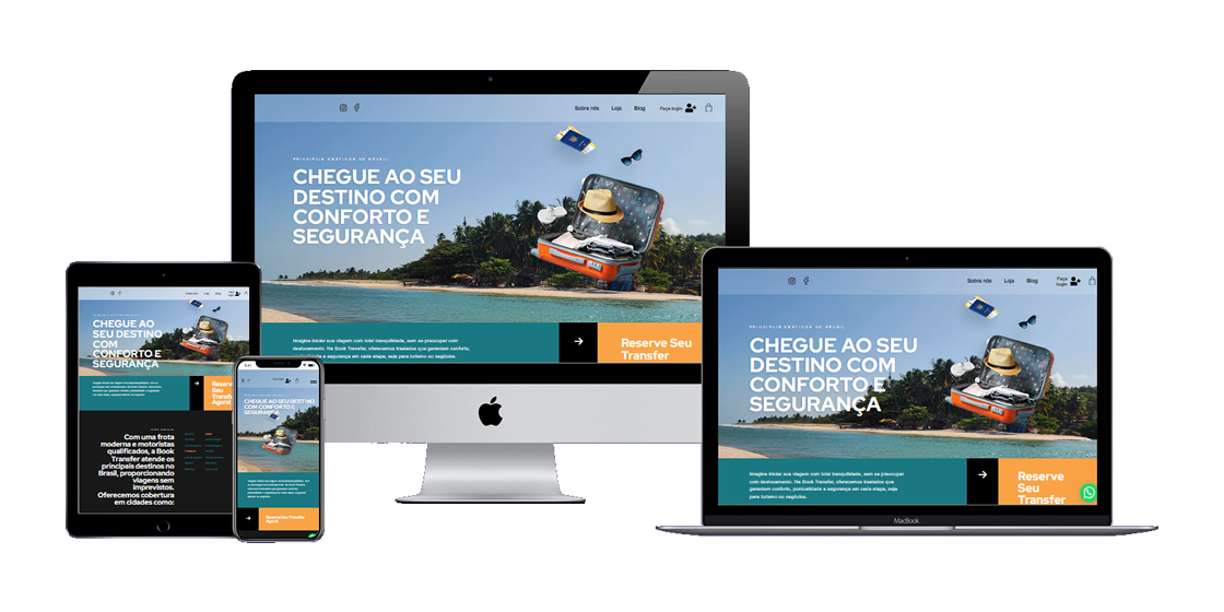 Página inicial do site da Book Transfer, destacando um design moderno e navegação intuitiva.