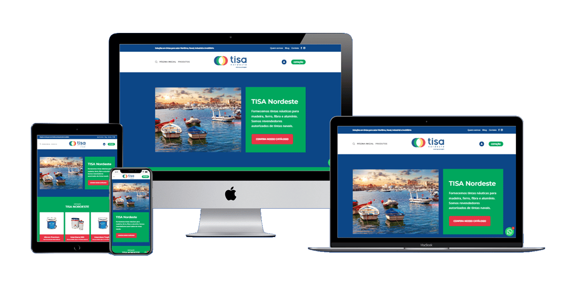 Homepage do site da Tisa Nordeste, com design moderno, menu intuitivo e destaque para solicitação de orçamentos.