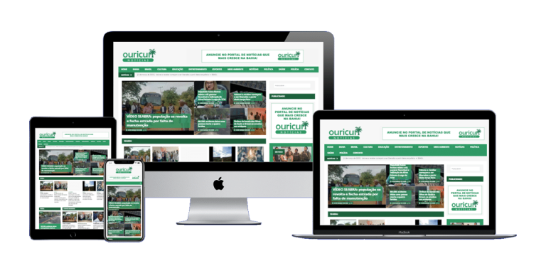Print da página inicial do Ouricuri Notícias, mostrando layout moderno e organizado.