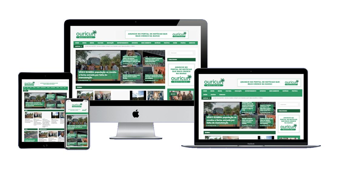 Print da página inicial do Ouricuri Notícias, mostrando layout moderno e organizado.