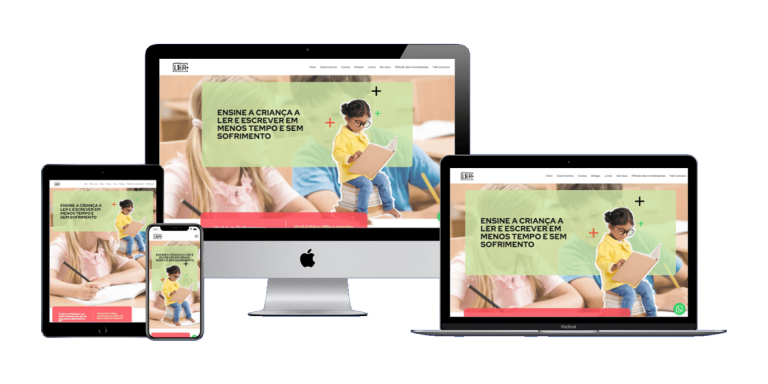 Página inicial do Instituto Ler +, com layout clean, chamadas de ação e cursos em destaque.