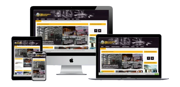 Página inicial do site da Metalúrgica Universo, especializada em estruturas metálicas em Salvador.
