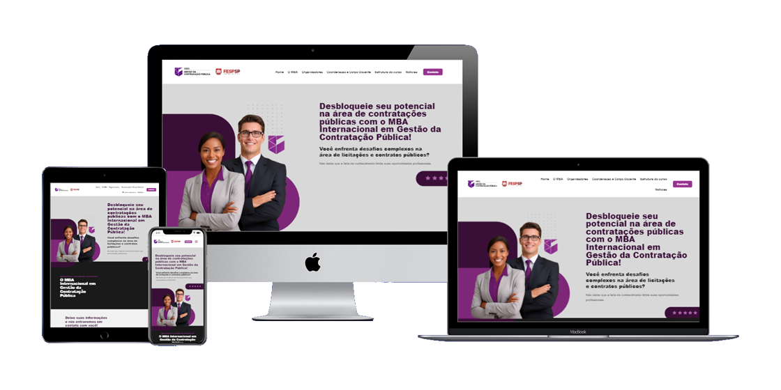 Página inicial do MBA em Gestão Pública da FESPSP, desenvolvido pela Loup Sites.